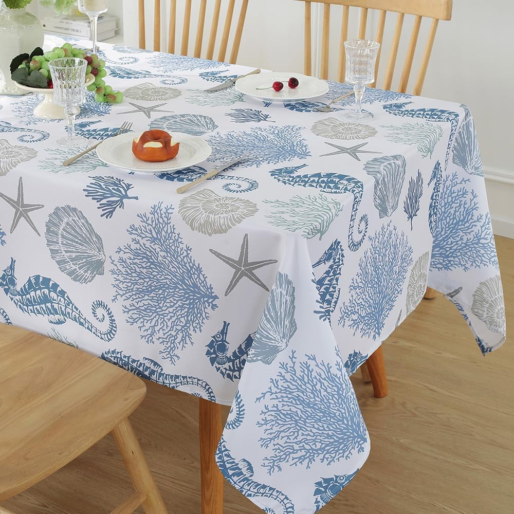 Summer Tablecloths Rectangle 52x70 Inch, Washable Reusable Lemon Tropical Hawiian Table Cloth, Spill Proof Hawaii Fabric Decoration for Luau Picnic Beach Party Outdoor