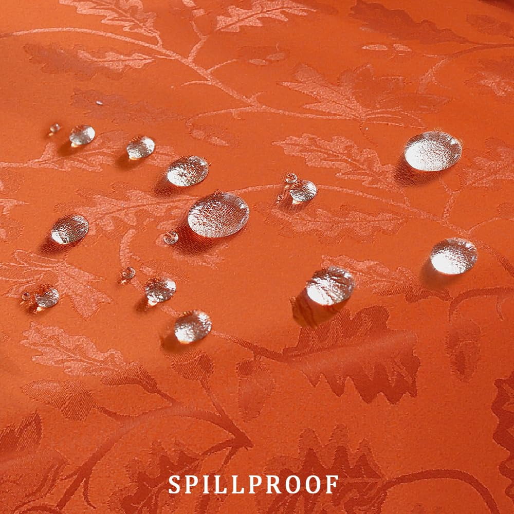 Tablecloth 52x70,Wrinkle Free,Soft,Spillproof Fall Leaves Jacquard Table Cloth for Thanksgiving Fall Holiday Harvest Dinner,Rust