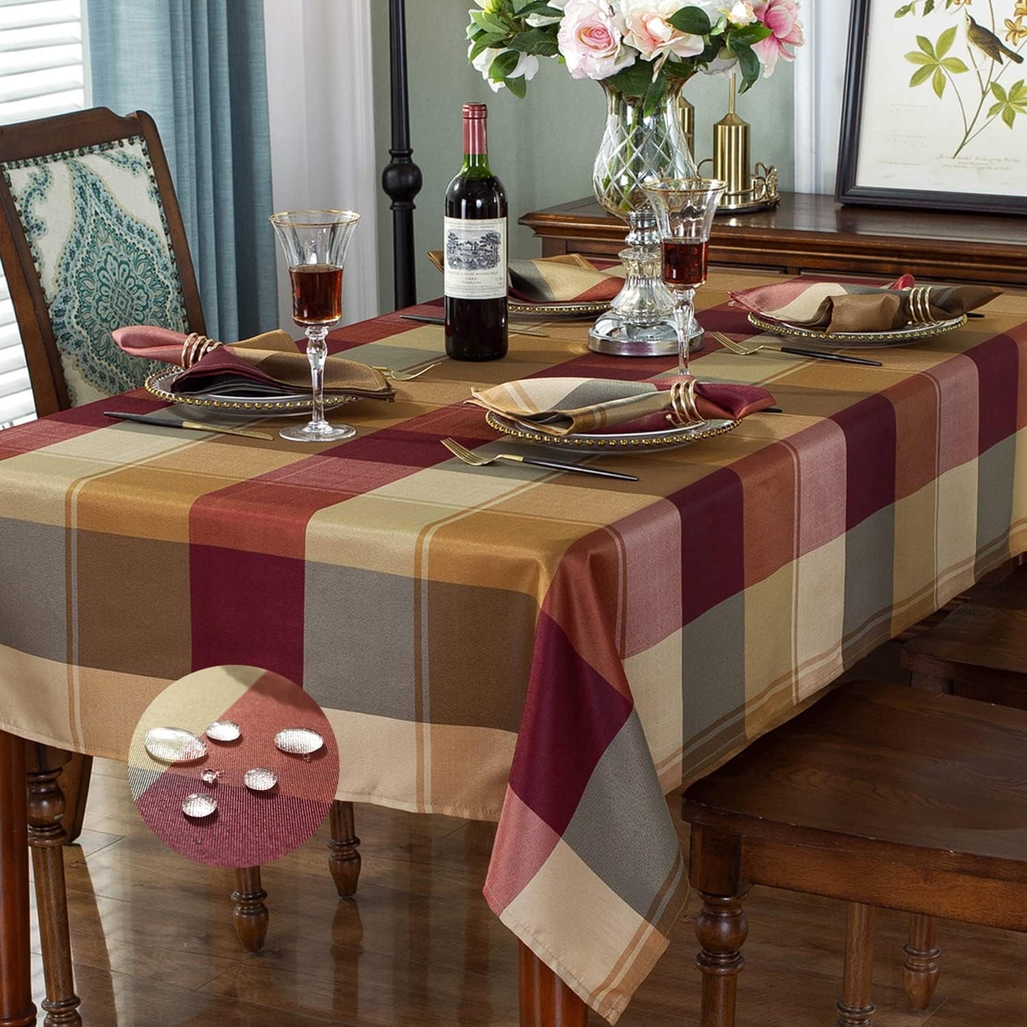 Rectangle Tablecloth Checkered Table Cloths Spillproof Anti-Shrink Soft and Wrinkle Resistant Decorative Fabric Table Cover for Kitchen Dinning Tabletop Outdoor