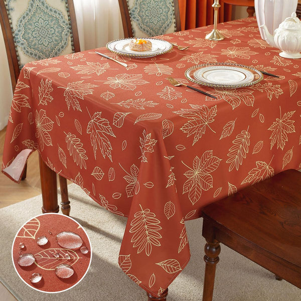 SASTYBALE Maple Leaves Thanksgiving Tablecloth Rectangle 60 x 120 Inch Waterproof Oil Proof Wrinkle Free Fabric Autumn Table Cloth, Vintage Polyester Table Cover for Fall, Harvest Decor, Rusty