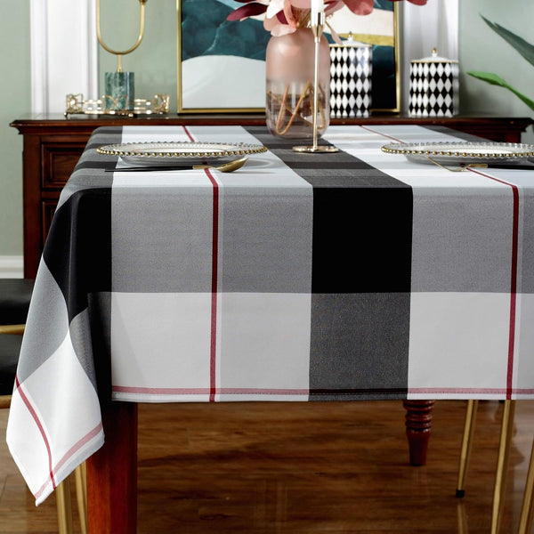 Rectangle Tablecloth Plaid Style Polyester Table Cloth Spillproof Dust-Proof Wrinkle Resistant Heavy Weight Table Cover for Kitchen Dinning Tabletop (Rectangle/Oblong, 52" x 70" (4-6 Seats),Grey)