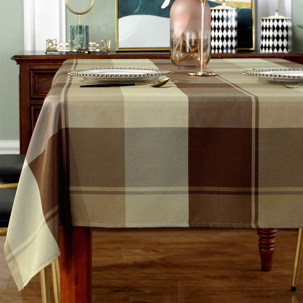 Rectangle Tablecloth Plaid Style Polyester Table Cloth Spillproof Dust-Proof Wrinkle Resistant Heavy Weight Table Cover for Kitchen Dinning Tabletop (Rectangle/Oblong, 60" x 84" (6-8 Seats),Taupe)