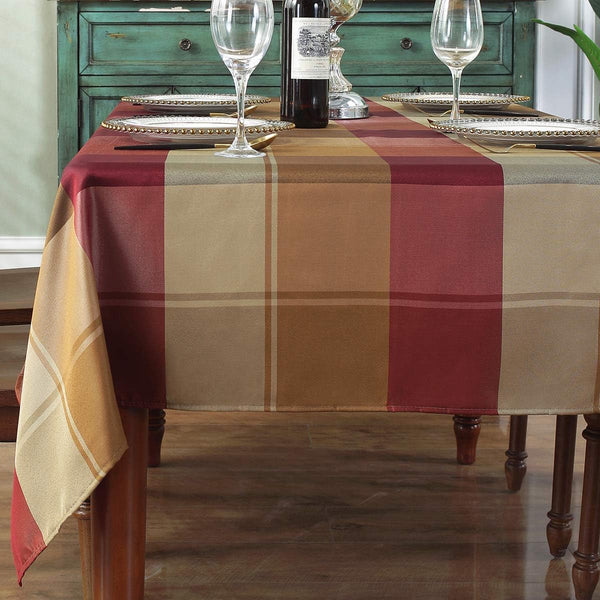 SASTYBALE Rectangle Tablecloth Checkered Style Polyester Table Cloth Spillproof Heavy Weight Table Cover for Kitchen Dinning Tabletop (Rectangle/Oblong, 52" x 70" (4-6 Seats), Red)