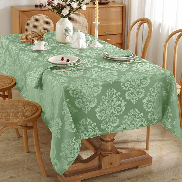 SASTYBALE Square Tablecloth 52 x 52 Inch Elegant Flower Jacquard Damask Spill Proof Wrinkle Free Card Table Cloth, Fabric Card Table Cover for Party, Dining, Indoor, Outdoor, Sage Green