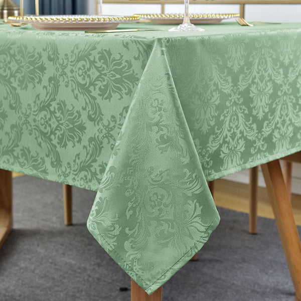 SASTYBALE Flower Jacquard Square Tablecloth 52 x 52 Inch Spill Proof Wrinkle Free Damask Small Table Cloth, Polyester Fabric Table Cover for Dining, Party, Picnic, Indoor Outdoor, Sage Green