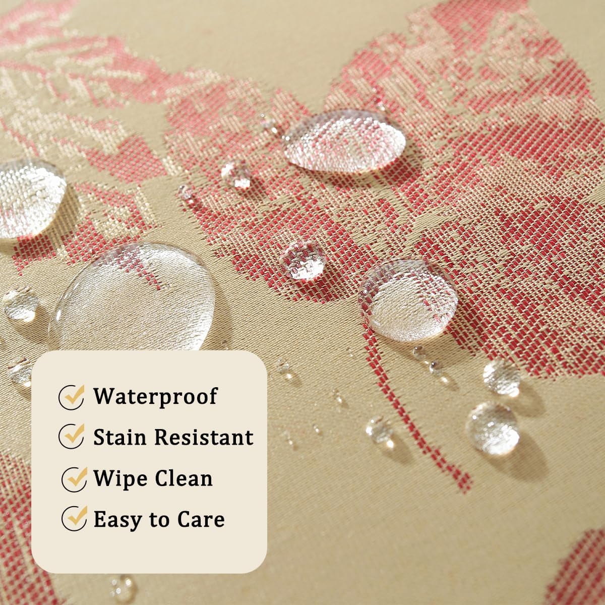 SASTYBALE 60x84 Inch Burgundy Maple Leaves Tablecloth - Spill-Proof Wrinkle-Free Vintage Jacquard for Thanksgiving Dinners & Harvest Gatherings