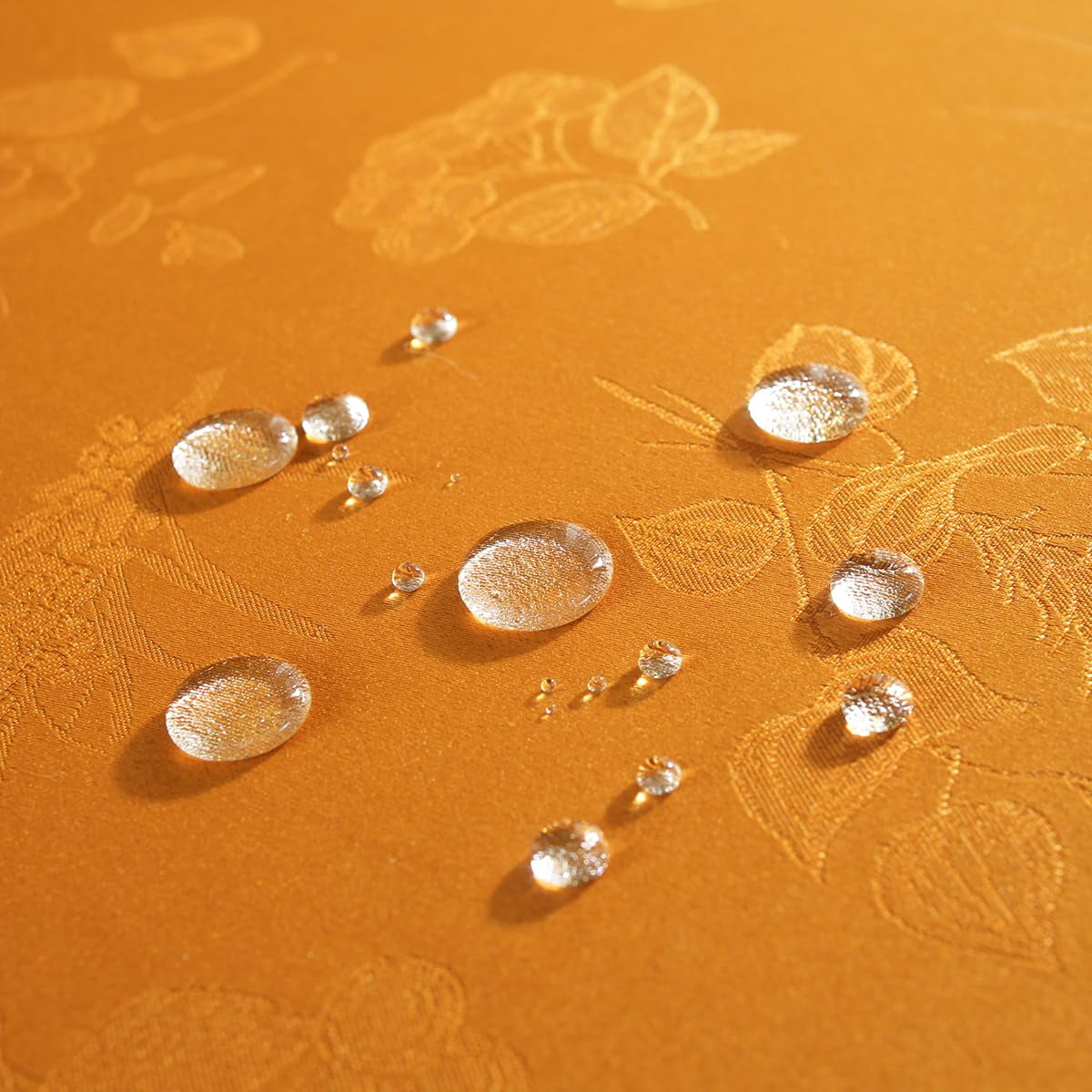 Fall Jacquard Tablecloth Elegant Damask Fabric Thanksgiving Table Cloth, Spillproof Wrinkle Resistant Vintage Table Cover for Harvest, 52 x 52 Inch Amber