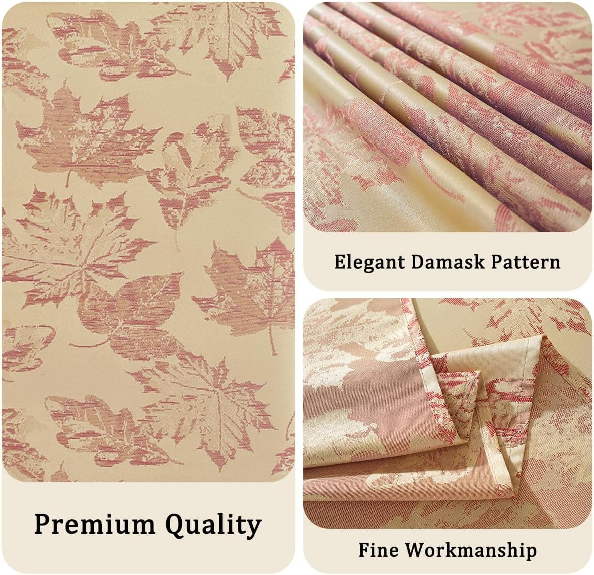 SASTYBALE 60x84 Inch Burgundy Maple Leaves Tablecloth - Spill-Proof Wrinkle-Free Vintage Jacquard for Thanksgiving Dinners & Harvest Gatherings