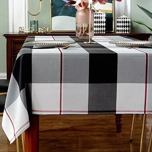SASTYBALE Rectangle Tablecloth Checkered Style Polyester Table Cloth Spillproof Heavy Weight Table Cover for Kitchen Dinning Tabletop (Rectangle/Oblong, 52" x 70" (4-6 Seats), Red)