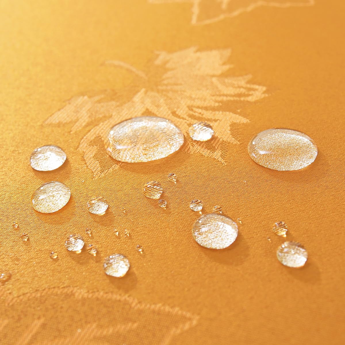 Fall Tablecloth Spillproof Heavy Duty Fabric Jacquard Table Cloth with Maple Leaves Design for Thanksgiving, Harvest Holidays 52"x52" Amber