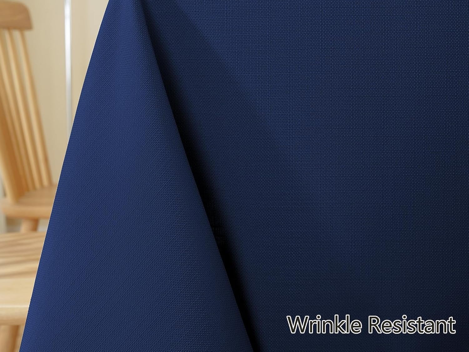 Faux Linen Tablecloth Rectangle Spill Proof Wrinkle Free Woven Textured Table Cloths, Soft Polyester Table Cover for Dining, Party, Holiday, Indoor, Outdoor (52 x 70 Inch Rectangular, Navy Blue)