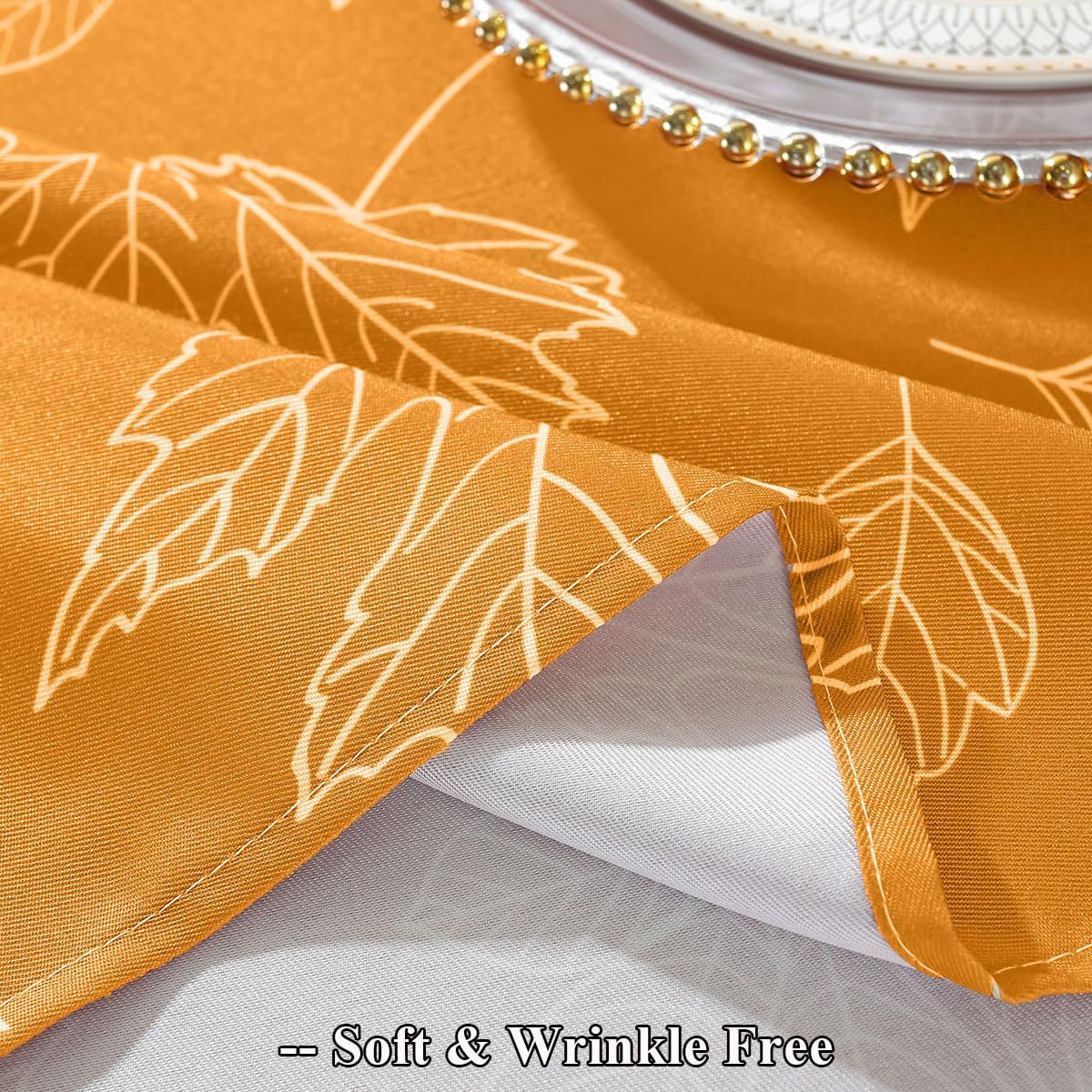 SASTYBALE Maple Leaves Print Tablecloth Rectangle 52 x 70 Inch Waterproof Wrinkle Free Fabric Autumn Table Cloth, Polyester Table Cover for Fall, Harvest, Thanksgiving, Holiday, Amber