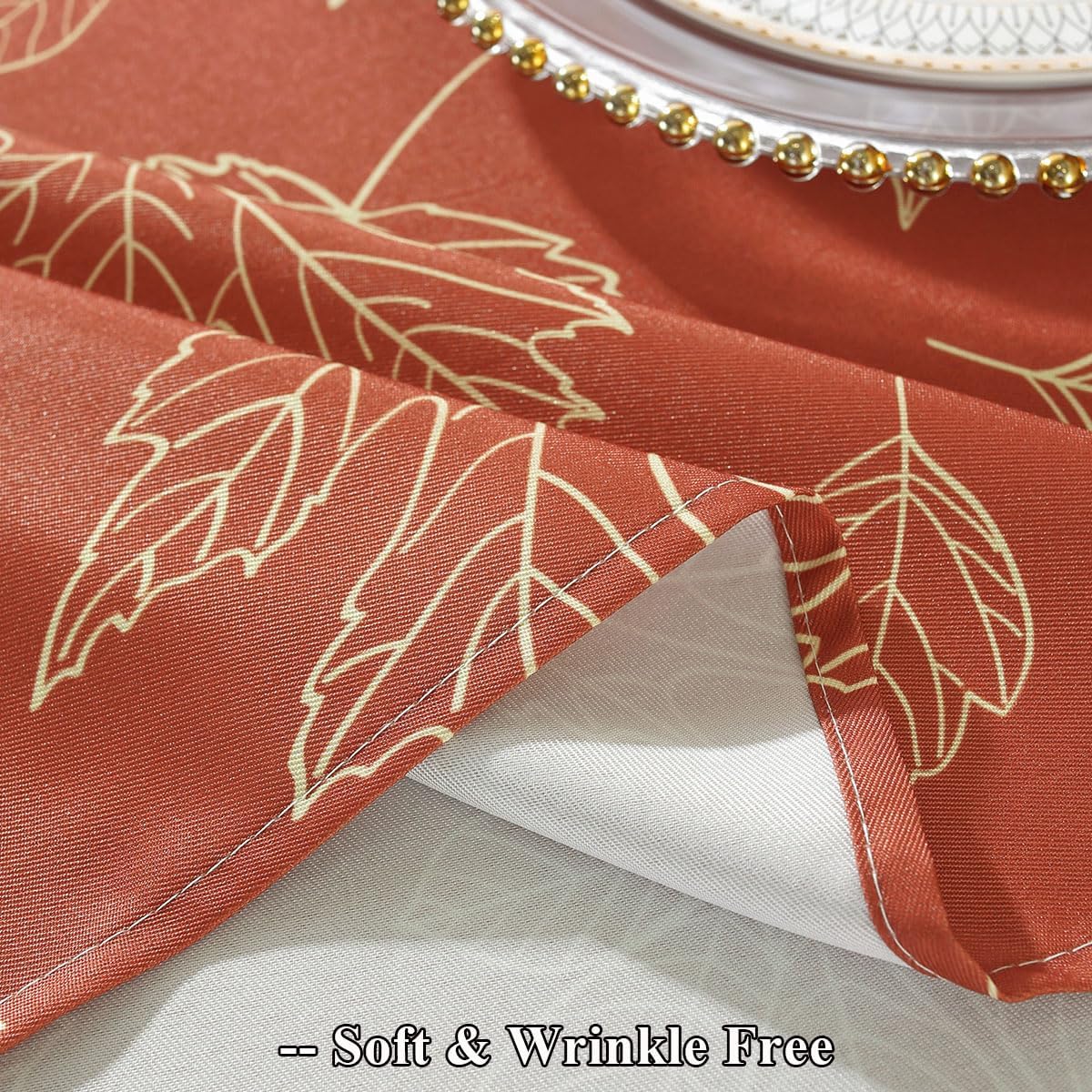 SASTYBALE Maple Leaves Thanksgiving Tablecloth Rectangle 60 x 120 Inch Waterproof Oil Proof Wrinkle Free Fabric Autumn Table Cloth, Vintage Polyester Table Cover for Fall, Harvest Decor, Rusty
