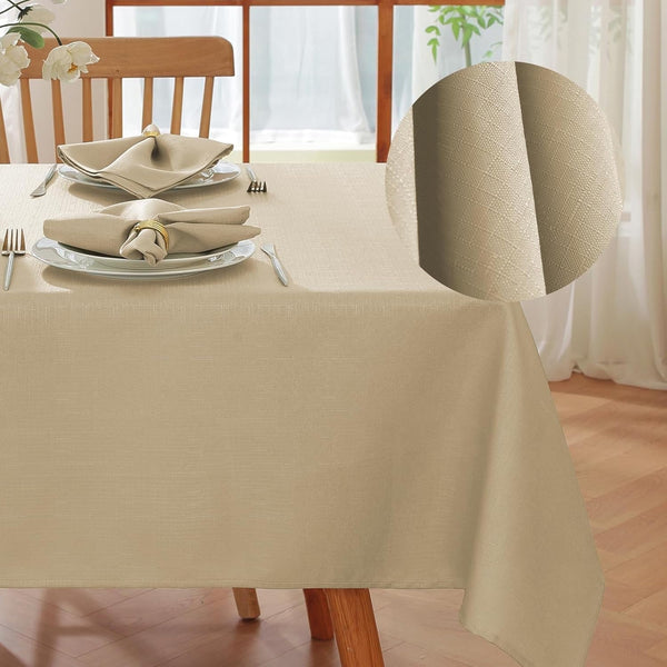 SASTYBALE Sqare Tablecloth - Linen Textured Farmhouse Table Cloth Water Resistant Wrinkle Free Washable Fabric Table Cover for Kitchen Dining Tabletop Decoration, 52 x 52 Inch, Beige