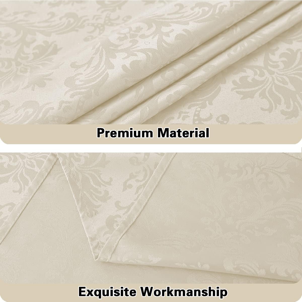 SASTYBALE Jacquard Tablecloth Rectangle 52 x 70 Inch Beige, Spill Proof Wrinkle Free Damask Table Cloth, Washable Polyester Table Cover for Dining Room, Party, Indoor, Outdoor (Off White, Oblong)