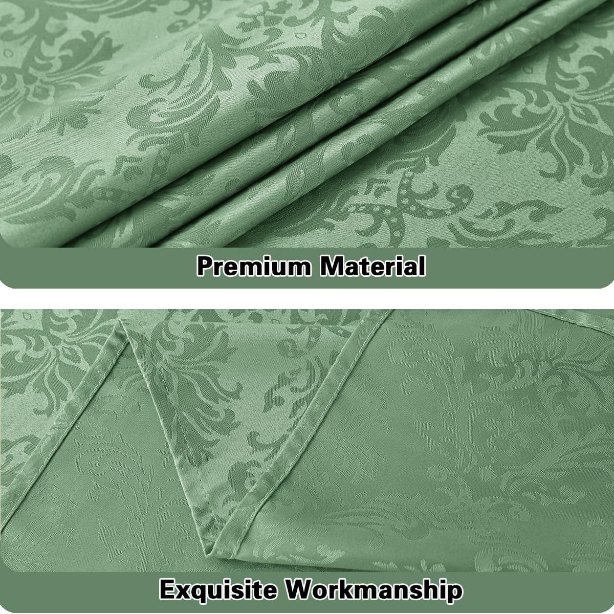 SASTYBALE Flower Jacquard Square Tablecloth 52 x 52 Inch Spill Proof Wrinkle Free Damask Small Table Cloth, Polyester Fabric Table Cover for Dining, Party, Picnic, Indoor Outdoor, Sage Green