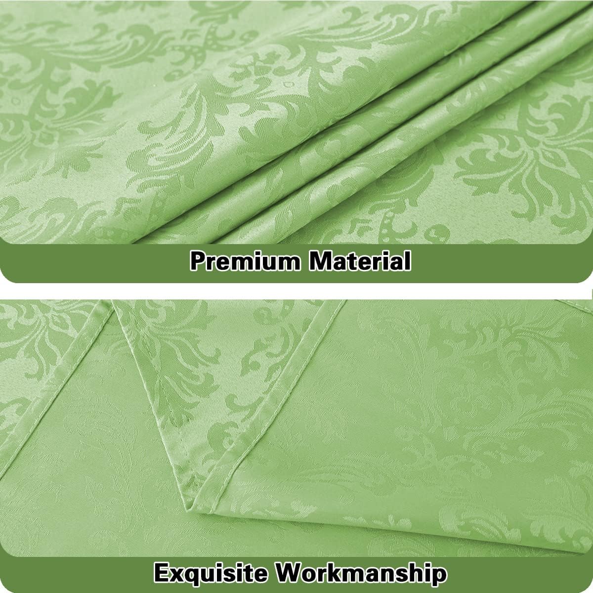 SASTYBALE Jacquard Damask Tablecloth Rectangle 52 x 70 Inch Green, Spill Proof Oil Proof Wrinkle Resistant Tables Cloth, Polyester Table Cover for Dining, Party, Indoor, Outdoor