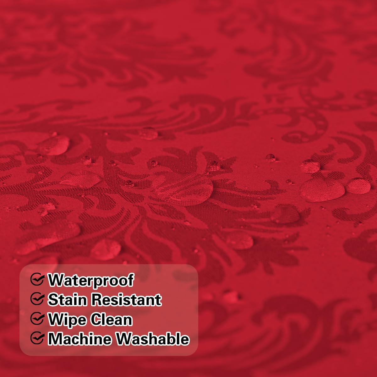 SASTYBALE Jacquard Christmas Tablecloth Rectangle 52 x 70 Inch, Waterproof Wrinkle Free Floral Damask Table Cloth, Soft Fabric Table Cover for Xmas, Holiday, Winter, Holiday, Party, Wedding, Red