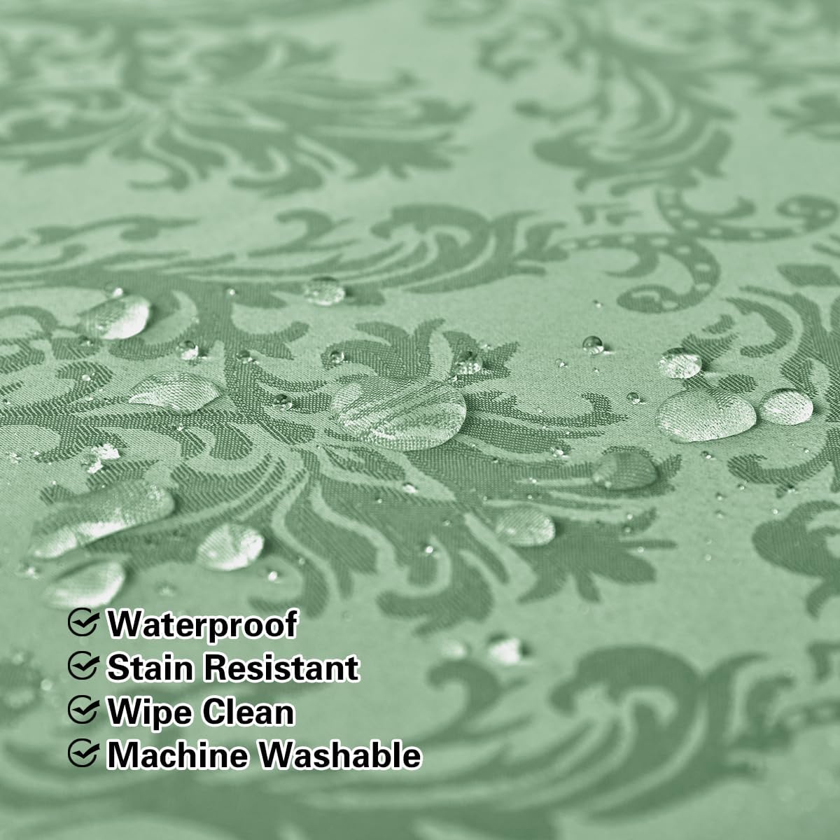 SASTYBALE Flower Jacquard Square Tablecloth 52 x 52 Inch Spill Proof Wrinkle Free Damask Small Table Cloth, Polyester Fabric Table Cover for Dining, Party, Picnic, Indoor Outdoor, Sage Green