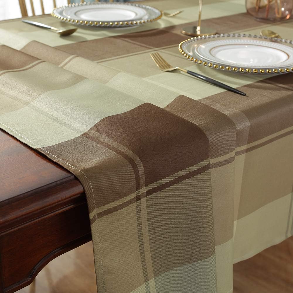 Rectangle Tablecloth 52 x 70 Inch Checkered Table Cloths Spillproof Anti-Shrink Soft and Wrinkle Resistant Decorative Fabric Table Cover for Kitchen Dinning Tabletop Outdoor(Rectangle/Oblong,Taupe)