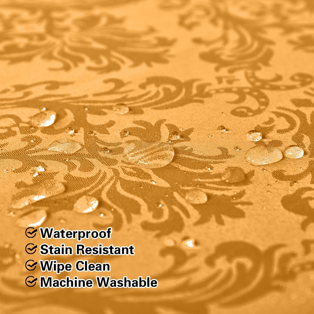 SASTYBALE Christmas Jacquard Tablecloth Rectangle 52 x 70 Inch, Waterproof Wrinkle Resistant Autumn Damask Table Cloth, Reusable Fabric Table Cover for Fall, Thanksgiving, Harvest, Holiday, Amber