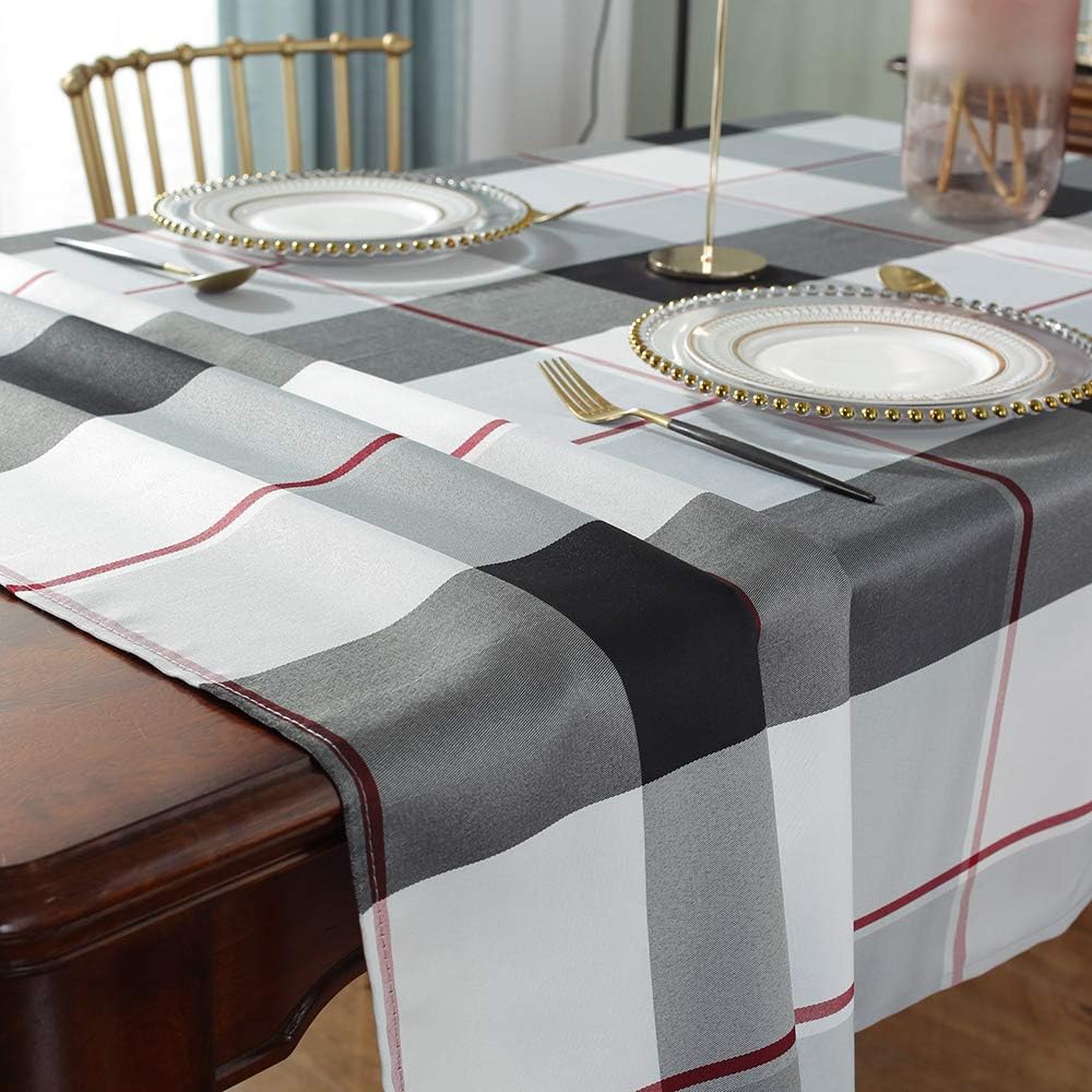 Rectangle Tablecloth 52 x 70 Inch Checkered Table Cloths Spillproof Anti-Shrink Soft and Wrinkle Resistant Decorative Fabric Table Cover for Kitchen Dinning Tabletop Outdoor(Rectangle/Oblong,Grey)