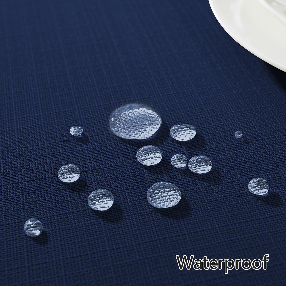 Faux Linen Tablecloth Rectangle Spill Proof Wrinkle Free Woven Textured Table Cloths, Soft Polyester Table Cover for Dining, Party, Holiday, Indoor, Outdoor (52 x 70 Inch Rectangular, Navy Blue)