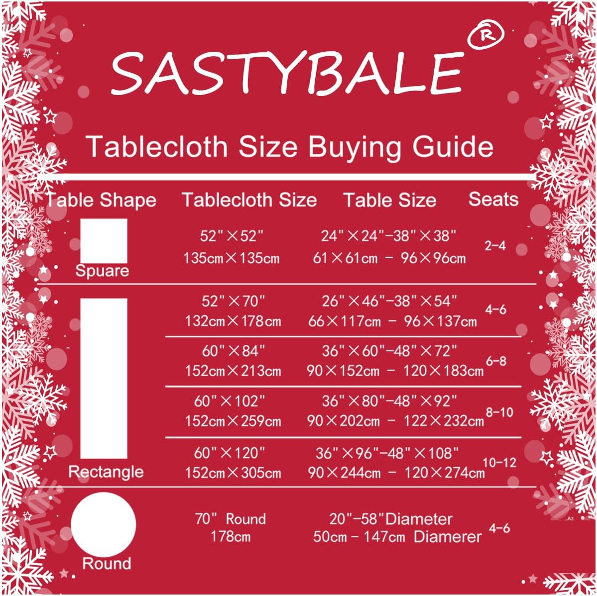 SASTYBALE Christmas Tablecloths Rectangular, Jacquard Xmas Table Cloth with Geometric Patterns, Washable Spillproof Table Cover for Parties Winter Holiday Decor (Rectangle, 52" x 70", Red)