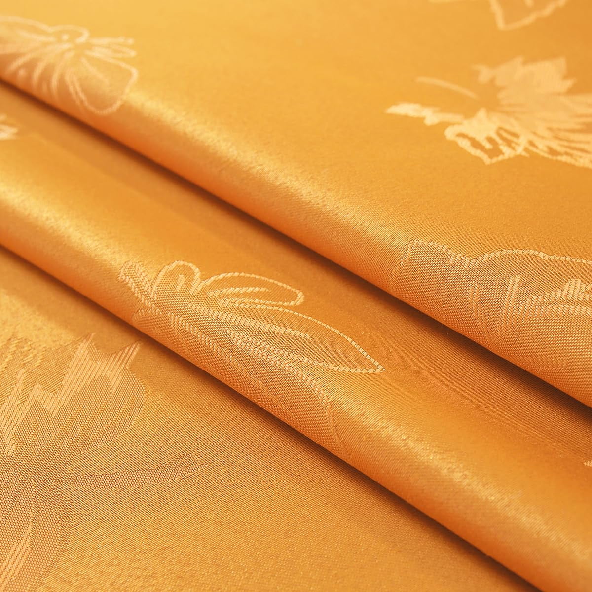 Fall Tablecloth Spillproof Heavy Duty Fabric Jacquard Table Cloth with Maple Leaves Design for Thanksgiving, Harvest Holidays 52"x52" Amber