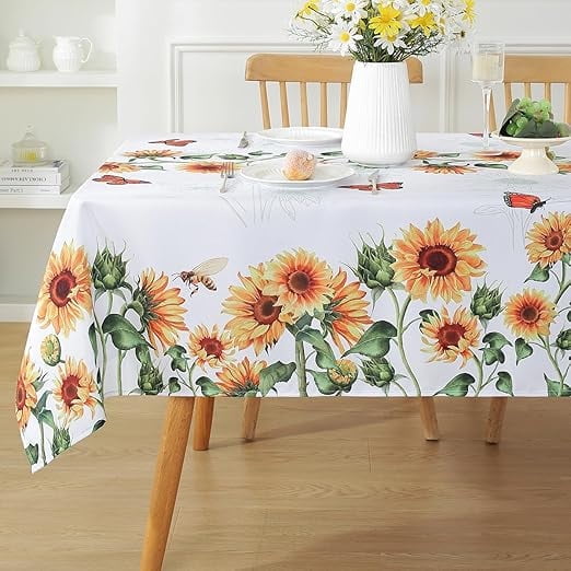 Summer Tablecloths Rectangle 52x70 Inch, Washable Reusable Lemon Tropical Hawiian Table Cloth, Spill Proof Hawaii Fabric Decoration for Luau Picnic Beach Party Outdoor