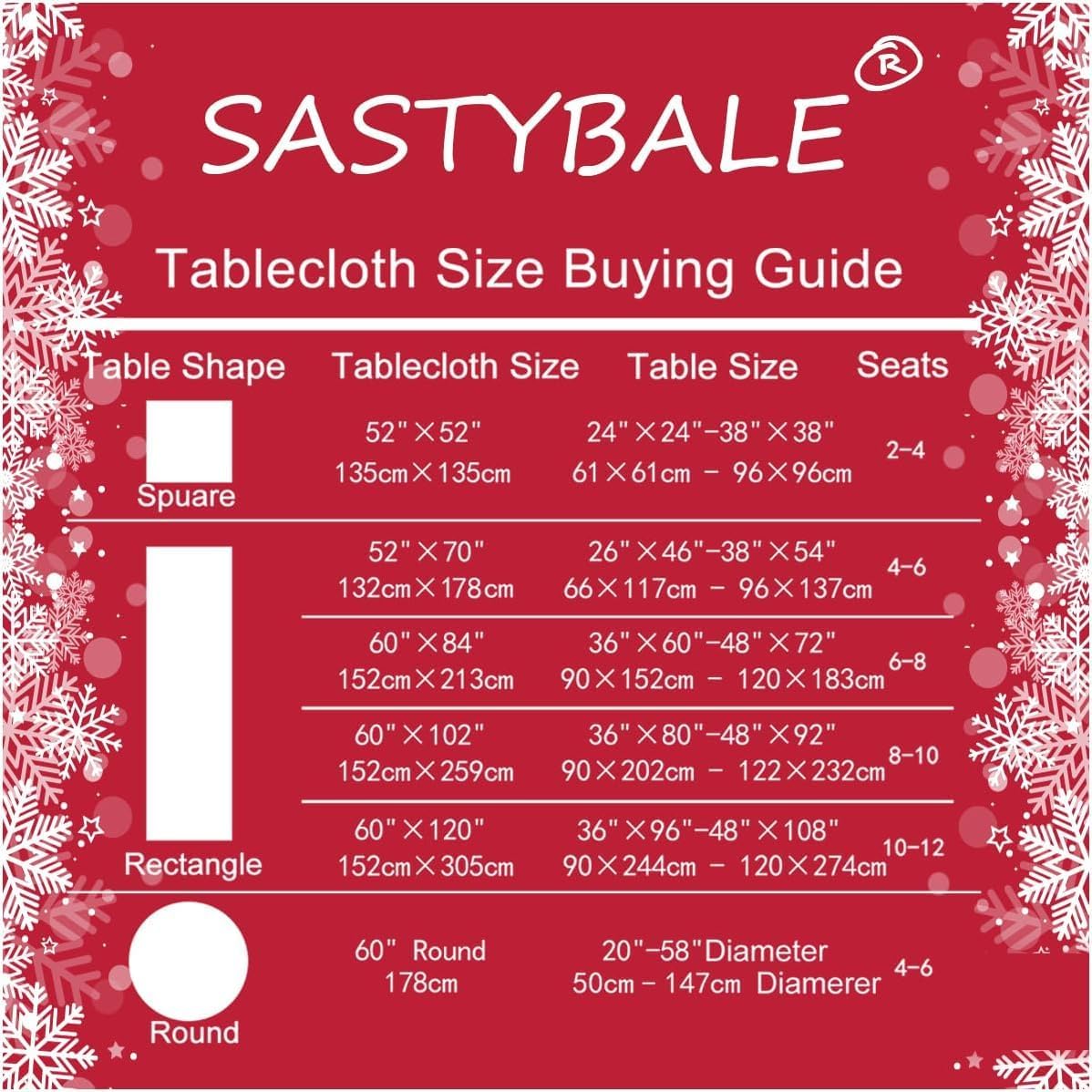 SASTYBALE Christmas Tablecloths Rectangular, Printed Xmas Table Cloth with Poinsettia Flowers and Holly Berries, Spillproof Polyester Table Cover for for Party Winter Holiday (Rectangle, 52" x 70")