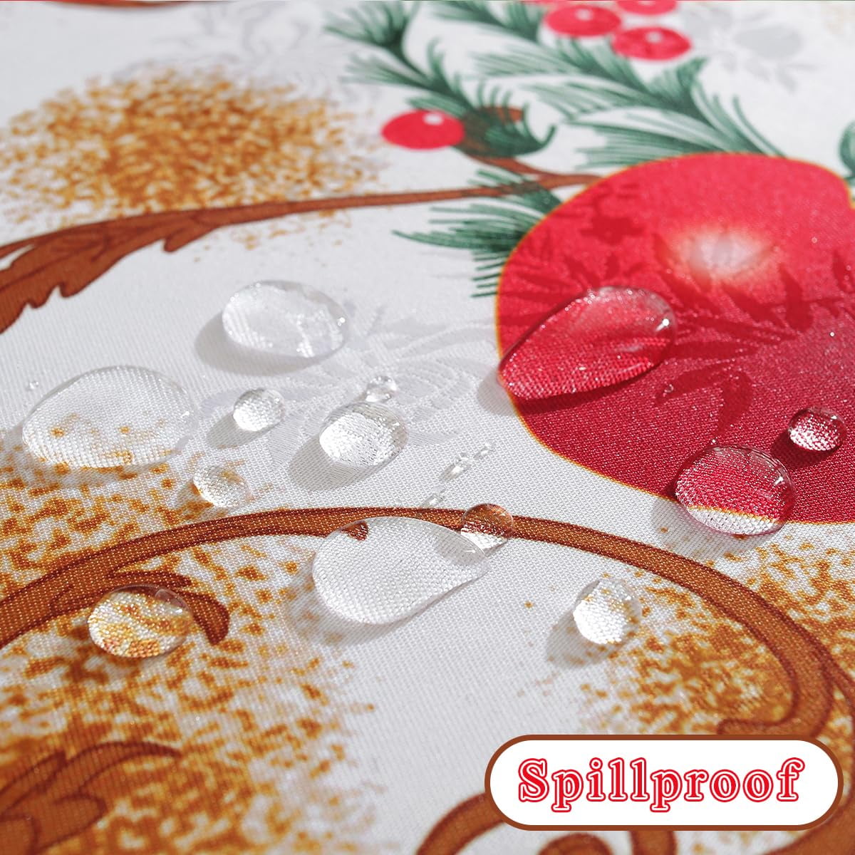 SASTYBALE Christmas Tablecloth Rectangle,Jacquard Fabric Christmas Table Cloth with Poinsettia Flowers, Spillproof Table Cover for Winter Holiday Dinner Decor