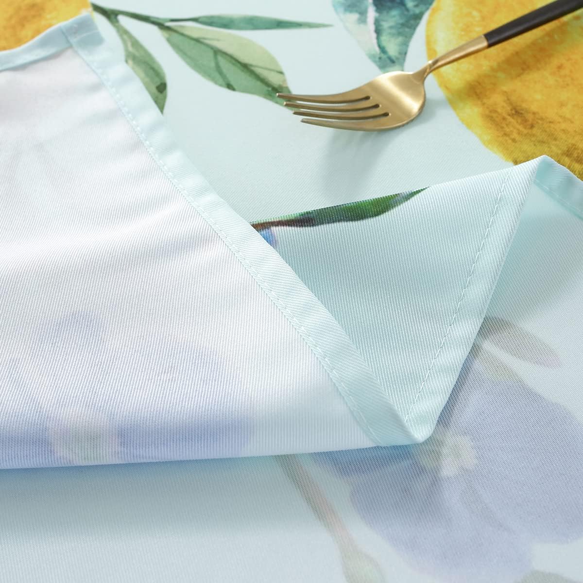 SASTYBALE Lemon Tablecloth Rectangle 52 x 70 Inch, Spillproof Wrinkle Free Polyester Fabric Table Cloth, Soft Floral Table Cover for Spring/Summer/Dining/Party, Blue