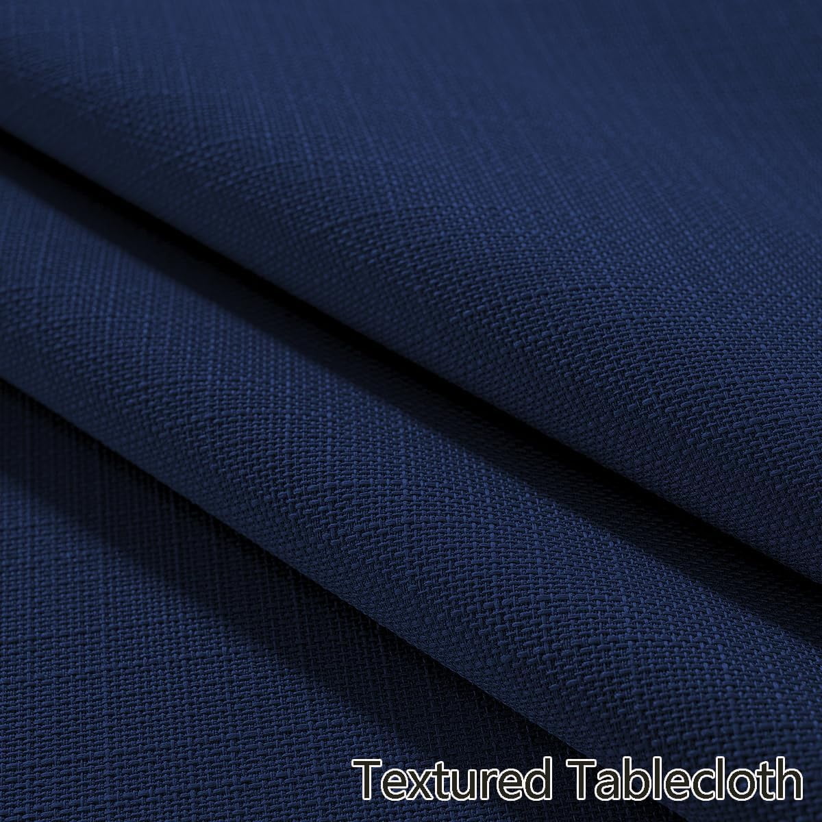 Faux Linen Tablecloth Rectangle Spill Proof Wrinkle Free Woven Textured Table Cloths, Soft Polyester Table Cover for Dining, Party, Holiday, Indoor, Outdoor (52 x 70 Inch Rectangular, Navy Blue)