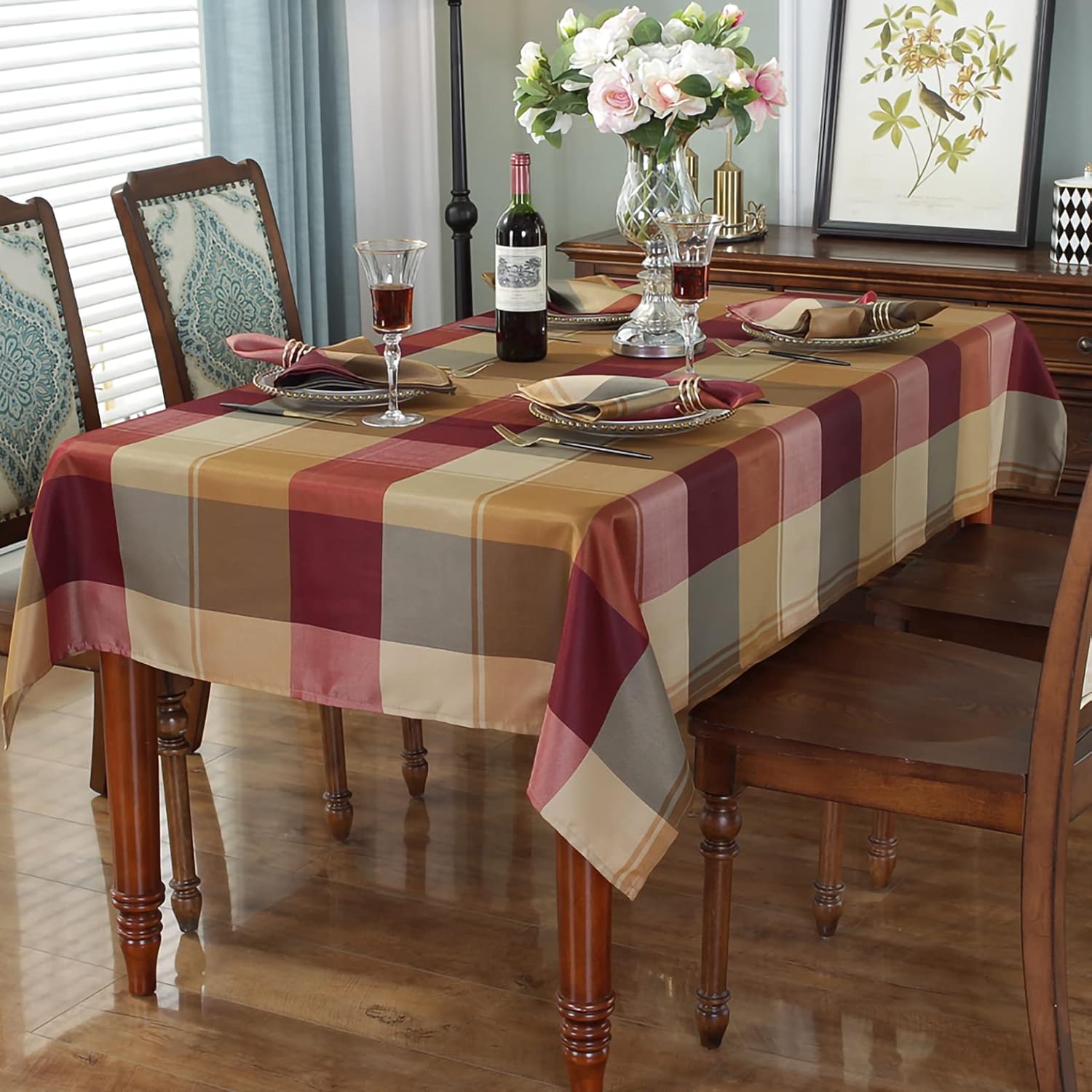 Rectangle Tablecloth 52 x 70 Inch Checkered Table Cloths Spillproof Anti-Shrink Soft and Wrinkle Resistant Decorative Fabric Table Cover for Kitchen Dinning Tabletop Outdoor(Rectangle/Oblong,Red)