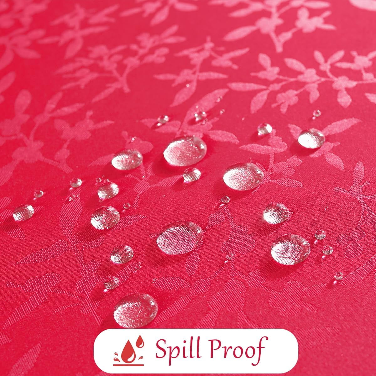 SASTYBALE Christmas Tablecloth Jingle Bells Holly Berry Jacquard Waterproof Wrinkle Free Damask Table Cloths, Fabric Table Cover for Xmas, Holiday, Winter, Party