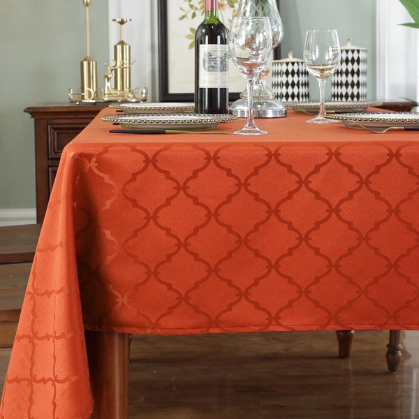 SASTYBALE Fall Tablecloth Floral Jacquard Polyester Table Cloth Spill Proof Wrinkle Resistant Table Cover for Harvest, Thanksgiving Decoration(Rectangle,60"x102"(8-10 Seats,Rust)