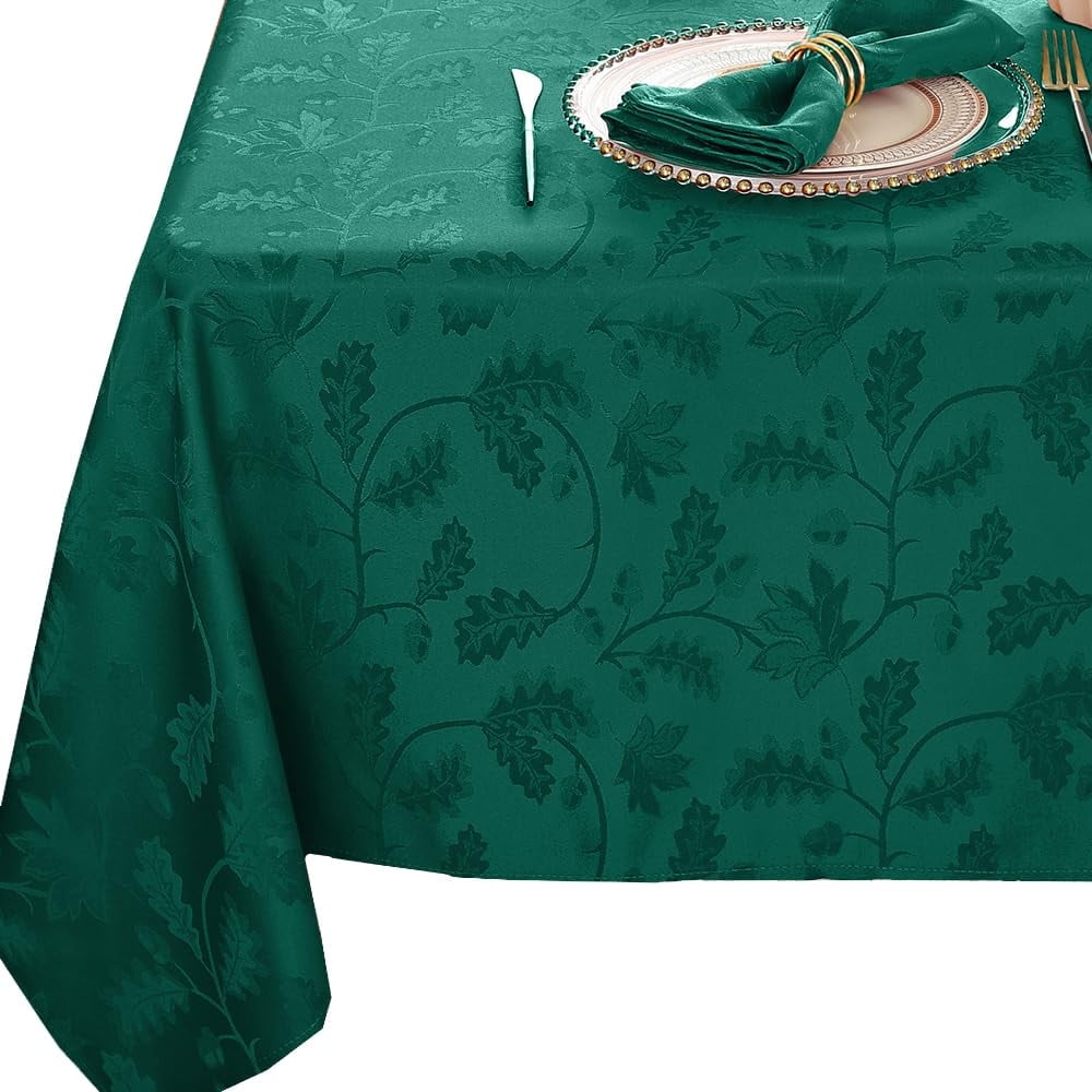 Tablecloth 52x70,Wrinkle Free,Soft,Spillproof Fall Leaves Jacquard Table Cloth for Thanksgiving Fall Holiday Harvest Dinner,Rust