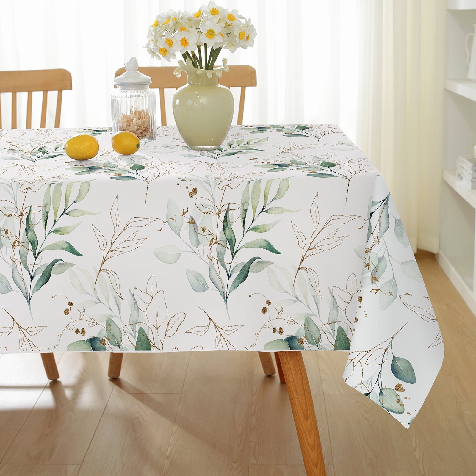 Summer Tablecloths Rectangle 52x70 Inch, Washable Reusable Lemon Tropical Hawiian Table Cloth, Spill Proof Hawaii Fabric Decoration for Luau Picnic Beach Party Outdoor