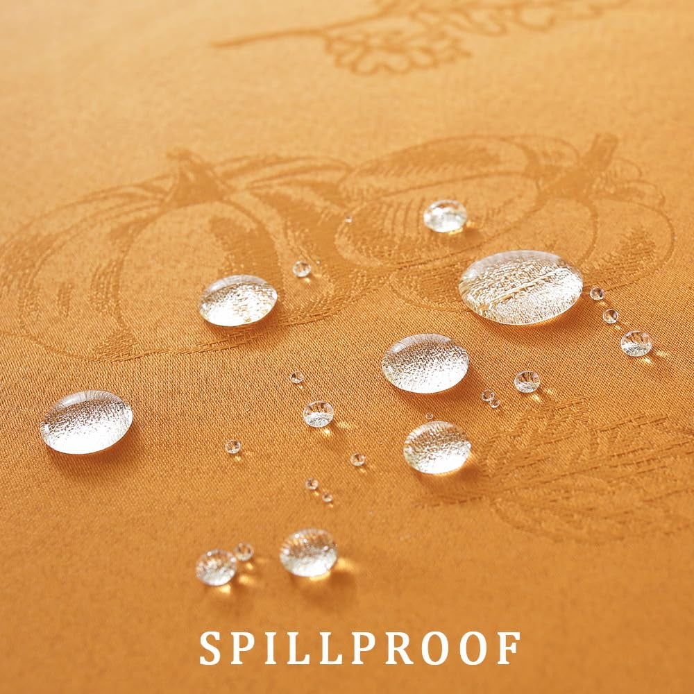 MATIRUG Fall Thanksgiving Table Cloths Rectangle, Pumpkin Jacquard Waterproof Wrinkle Free Tablecloth, Farmhouse Dinning Table Cover for Autumn Harvest/Honey