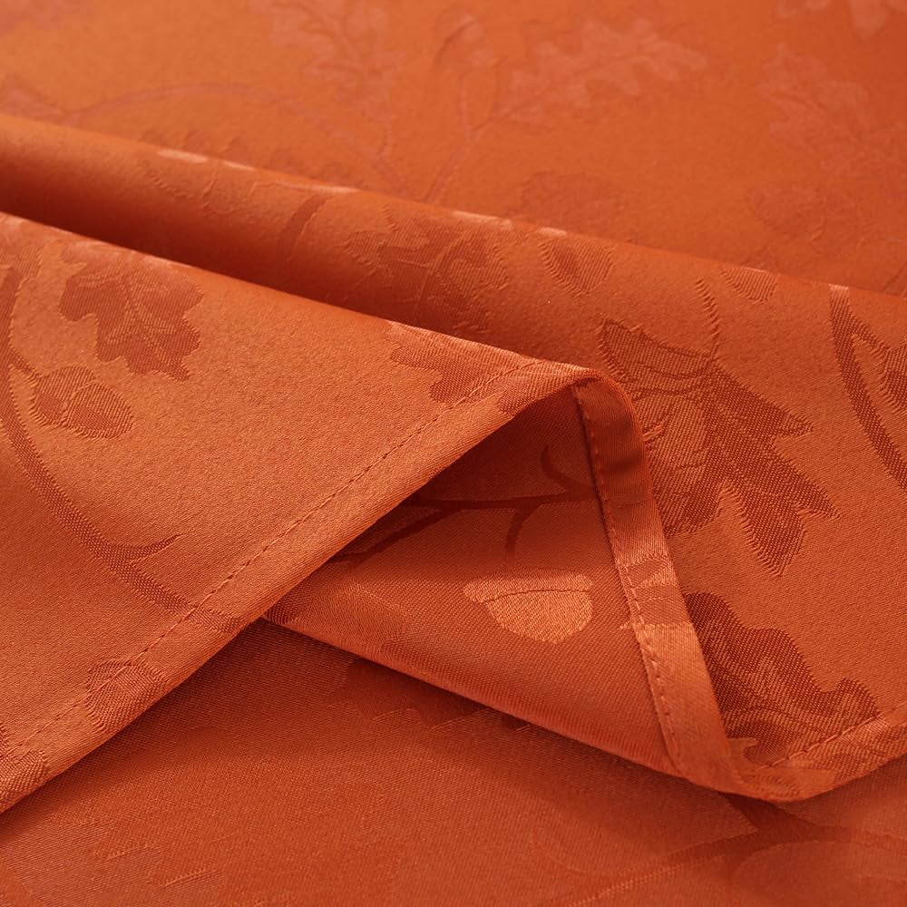 Tablecloth 52x70,Wrinkle Free,Soft,Spillproof Fall Leaves Jacquard Table Cloth for Thanksgiving Fall Holiday Harvest Dinner,Rust