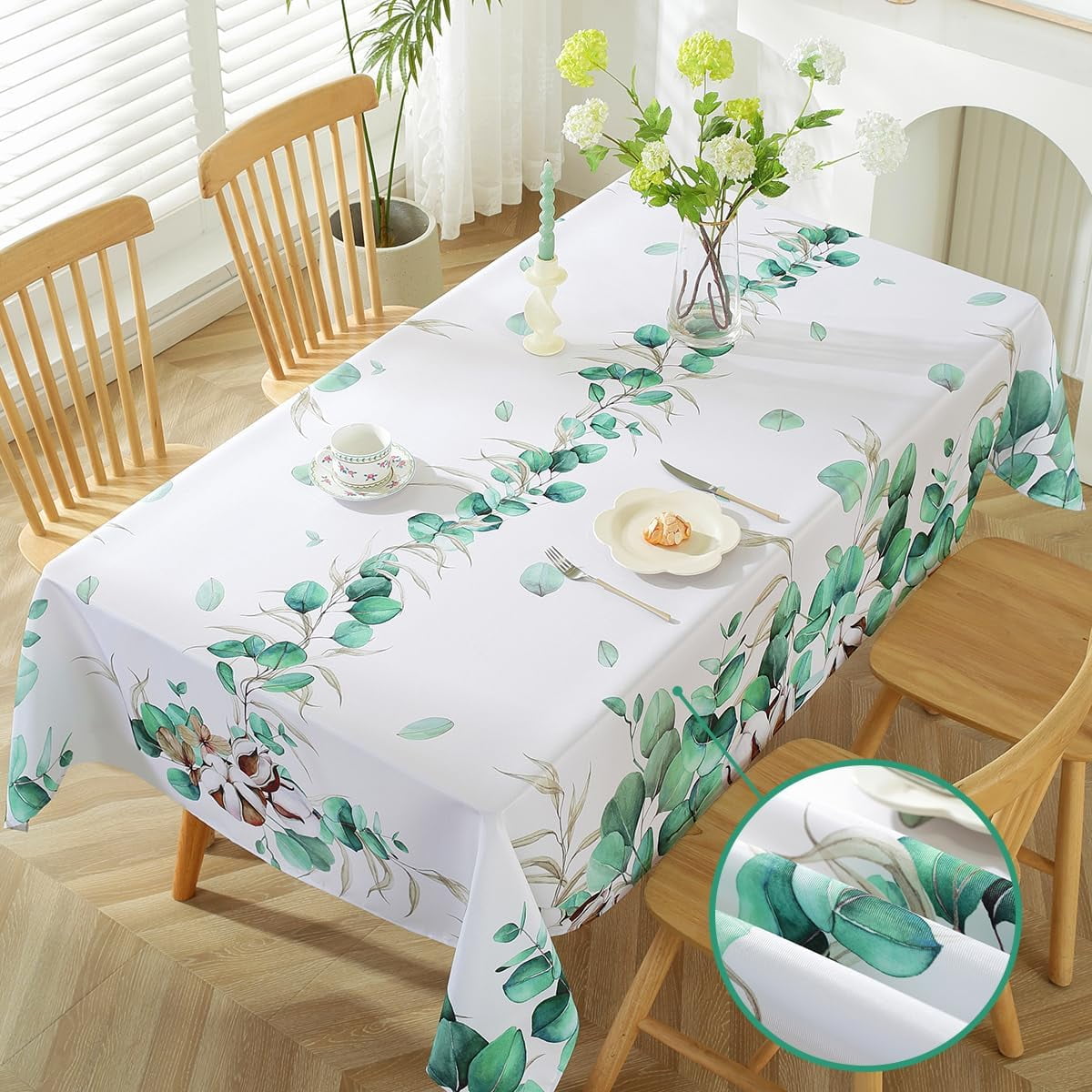 SASTYBALE Professional Spillproof, Washable Floral Tablecloth, 52" x 70", Multicolor Flower, Polyester