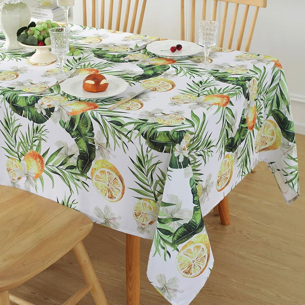 Summer Tablecloths Rectangle 52x70 Inch, Washable Reusable Lemon Tropical Hawiian Table Cloth, Spill Proof Hawaii Fabric Decoration for Luau Picnic Beach Party Outdoor