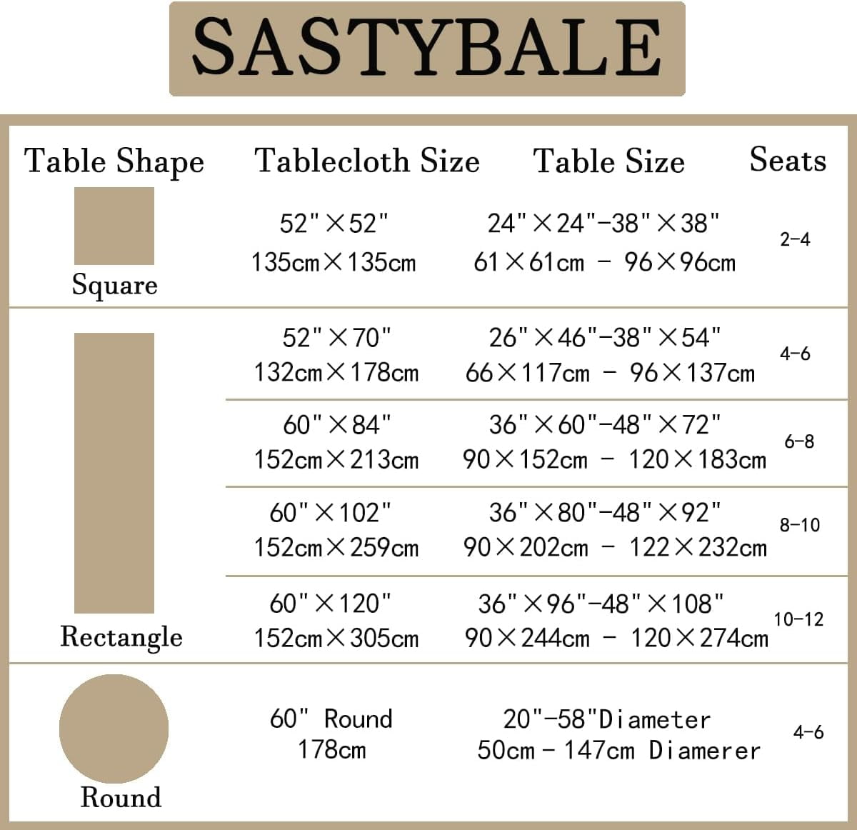 SASTYBALE Sqare Tablecloth - Linen Textured Farmhouse Table Cloth Water Resistant Wrinkle Free Washable Fabric Table Cover for Kitchen Dining Tabletop Decoration, 52 x 52 Inch, Beige