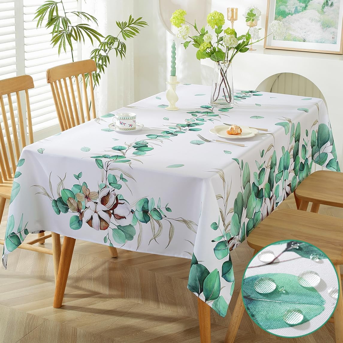 SASTYBALE Professional Spillproof, Washable Floral Tablecloth, 52" x 70", Multicolor Flower, Polyester