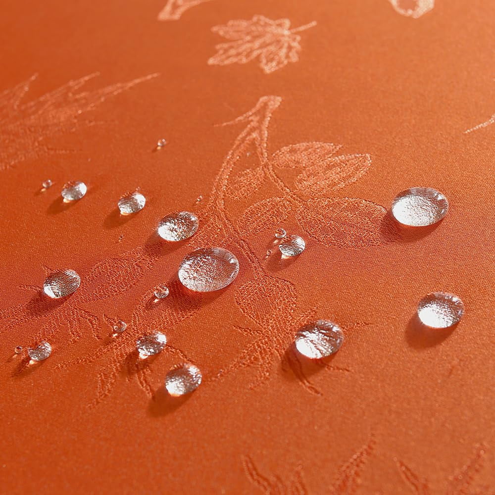 Tablecloth Rectangular 52X52 inches,Spillproof Wrinkle Free Soft Autumn Jacquard Table Cloth for Thanksgiving Fall Friendsgiving Harvest Holiday Dinner, Rust