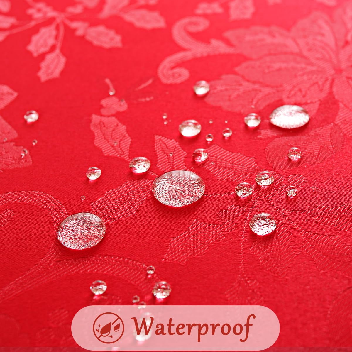SASTYBALE Christmas Tablecloth Rectangle Poinsettia Jacquard Xmas Tablecloths, Spillproof Anti-Wrinkle Damask Fabric Table Cover for Winter, Xmas & Holiday Parties