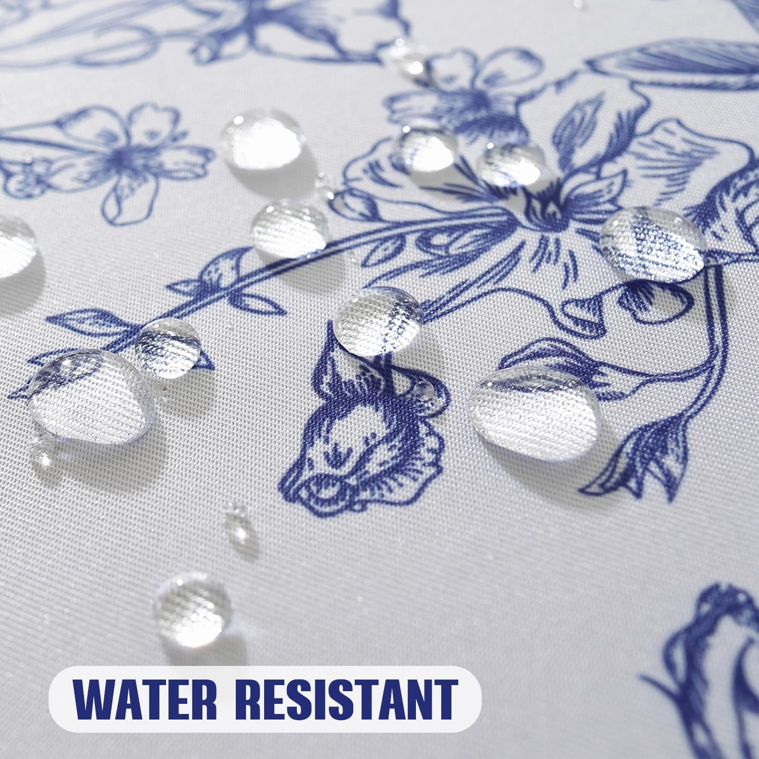 Rectangle Tablecloth with Umbrella Hole and Zipper, Spill Proof Wrinkle Free Table Cloth, Washable Polyester Patio Table Cover for Outdoor Picnic BBQS(Blue and White,52 x 70 Inch)