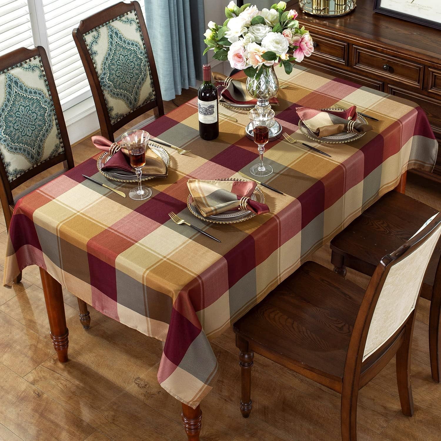 Rectangle Tablecloth Checkered Table Cloths Spillproof Anti-Shrink Soft and Wrinkle Resistant Decorative Fabric Table Cover for Kitchen Dinning Tabletop Outdoor