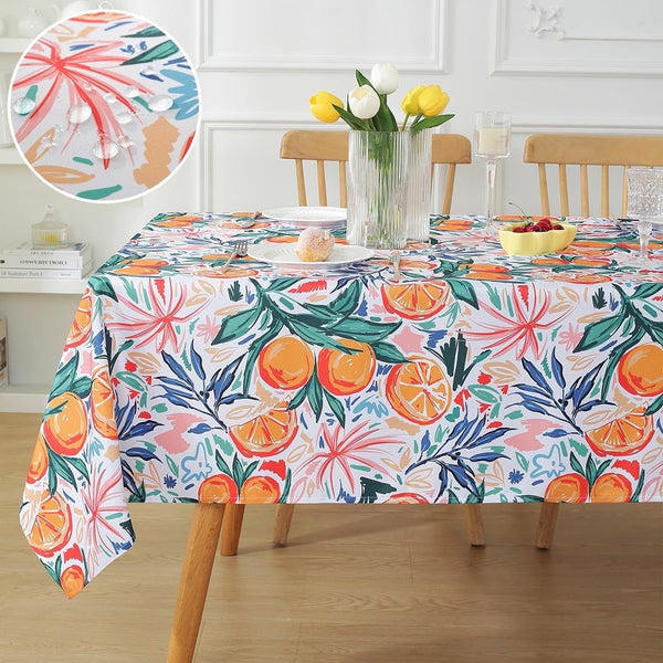 SASTYBALE Summer Tablecloth Rectangle, Spill Proof Vibrant Watercolor Lemon Table Cloth, Washable Decorative Polyester Table Cover for Outdoor Party Picnic Dinner (Rectangle, 60" x 102")